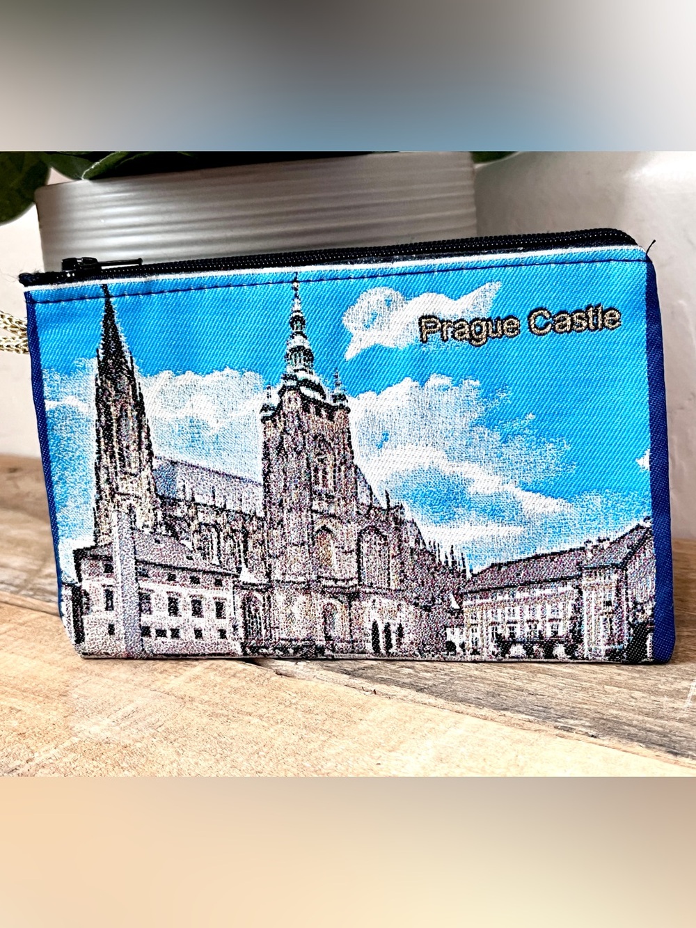 Vintage Prague Castle Tapestry Zipper Pouch Coin Purse Czech Republic 6x4